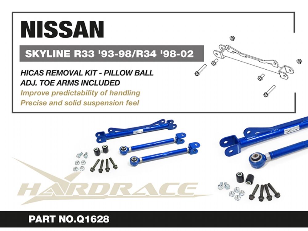 HARDRACE PILLOW BALL HICAS REMOVAL KIT BLACK NISSAN, SKYLINE, R33/R34 GTST GT-T GT-R