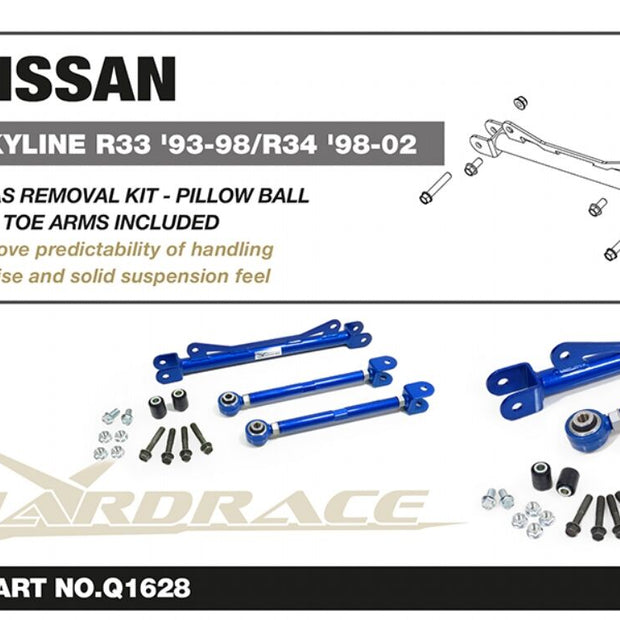 HARDRACE PILLOW BALL HICAS REMOVAL KIT BLACK NISSAN, SKYLINE, R33/R34 GTST GT-T GT-R