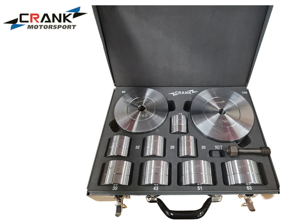Crank Motorsport 20-Piece Hydraulic Metal Hole Punch Set – Premium Radius Dimple Dies Kit – Professional Sheet Metal Tool
