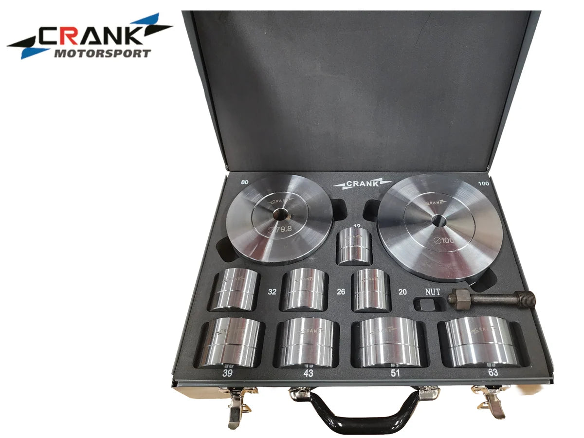 Crank Motorsport 20-Piece Hydraulic Metal Hole Punch Set – Premium Radius Dimple Dies Kit – Professional Sheet Metal Tool