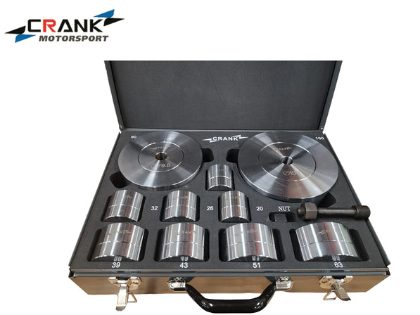 Crank Motorsport 20-Piece Hydraulic Metal Hole Punch Set – Premium Radius Dimple Dies Kit – Professional Sheet Metal Tool