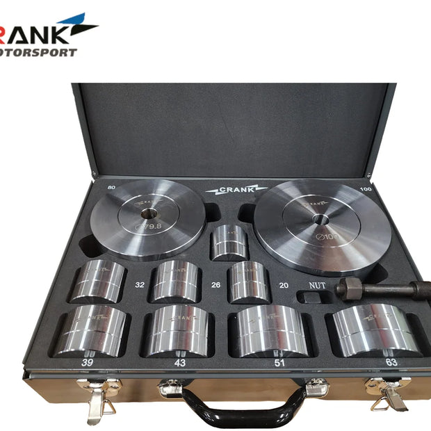 Crank Motorsport 20-Piece Hydraulic Metal Hole Punch Set – Premium Radius Dimple Dies Kit – Professional Sheet Metal Tool
