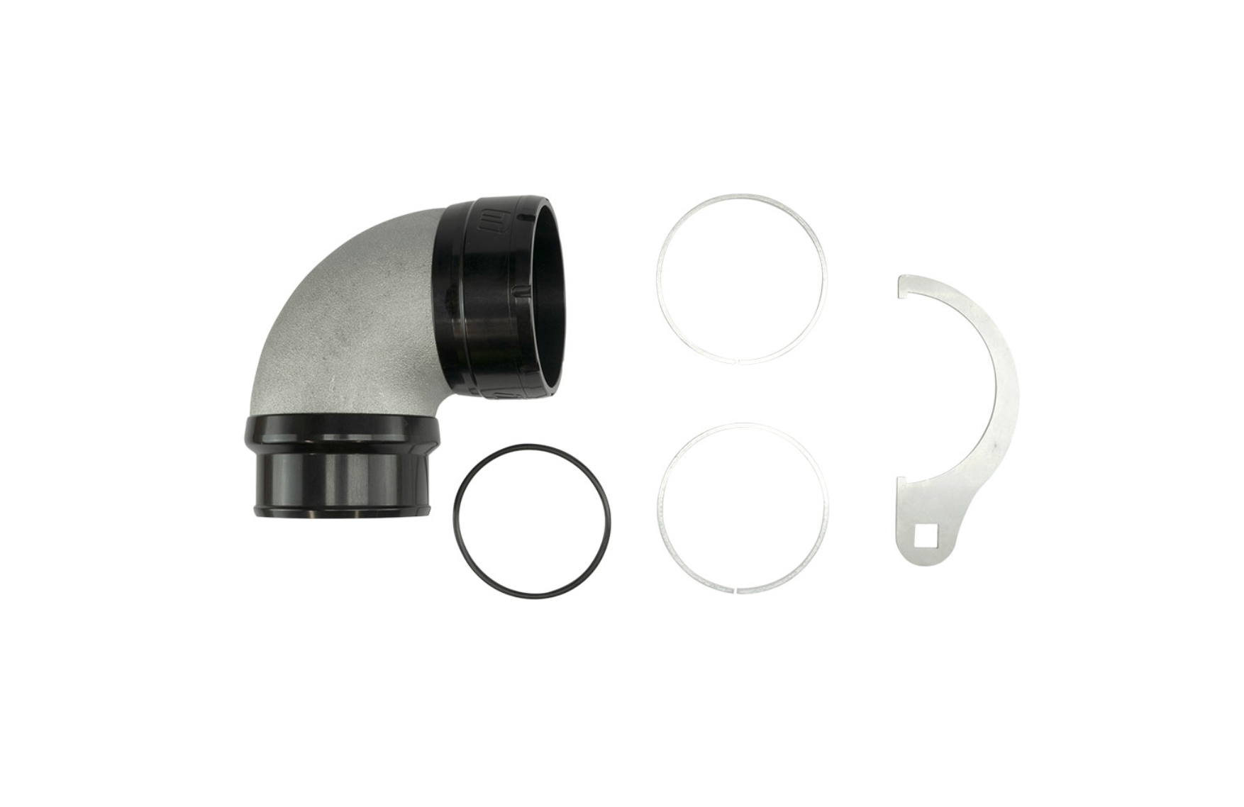 Turbosmart LockSleeve Turbo Adapter Compressor Outlet 2.50″ to 90 Elbow Hose Barb 2.50″