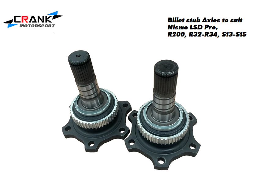 Crank Motorsport R200 Billet stub axles to suit Nismo Pro diff centre. Rated 2200 HP.