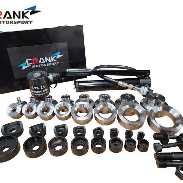 Crank Motorsport 36 Pcs Dimple Die Hole Punch Set – 16–63 mm Cut, 1/2–2.5 in TAPER Premium Kit