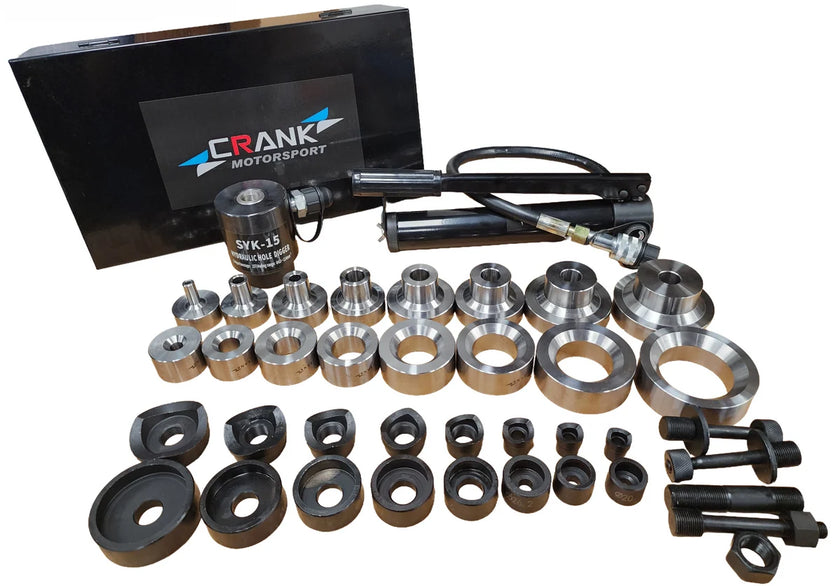 Crank Motorsport 36 Pcs Dimple Die Hole Punch Set – 16–63 mm Cut, 1/2–2.5 in TAPER Premium Kit