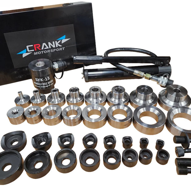 Crank Motorsport 36 Pcs Dimple Die Hole Punch Set – 16–63 mm Cut, 1/2–2.5 in TAPER Premium Kit
