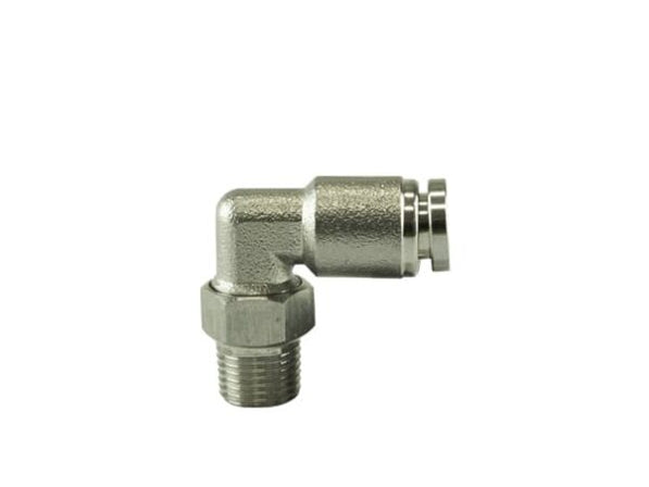 1/8" NPT 90Deg Pushloc Fitting - SS - 1/4"