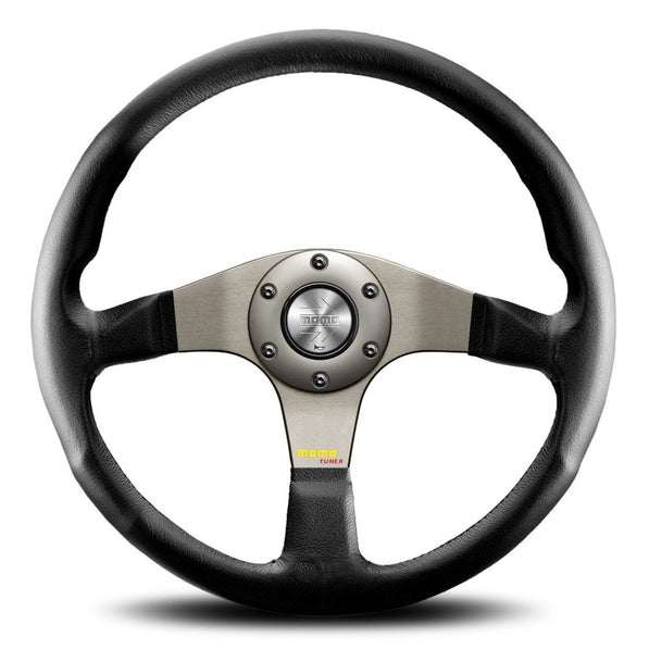 MOMO Tuner Anthracite Black Leather 350mm Steering Wheel