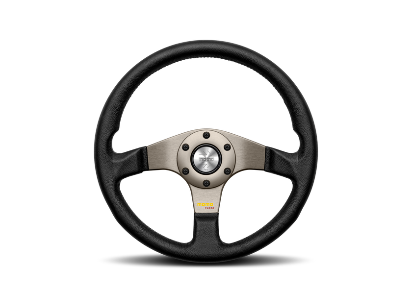 MOMO Tuner Anthracite Black Leather 320mm Steering Wheel