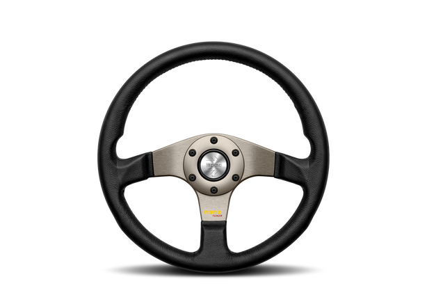 MOMO Tuner Anthracite Black Leather 320mm Steering Wheel