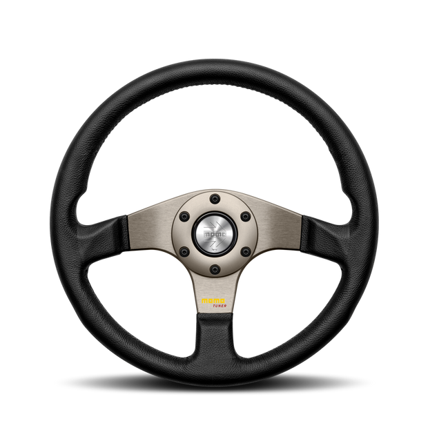 MOMO Tuner Anthracite Black Leather 320mm Steering Wheel