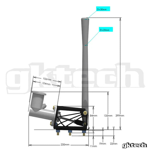 GKtech V2 Hydraulic Handbrake assembly + handle