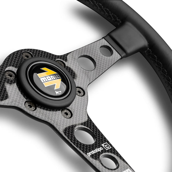 Momo Prototipo 6c Carbon Black Leather 350mm Steering Wheel