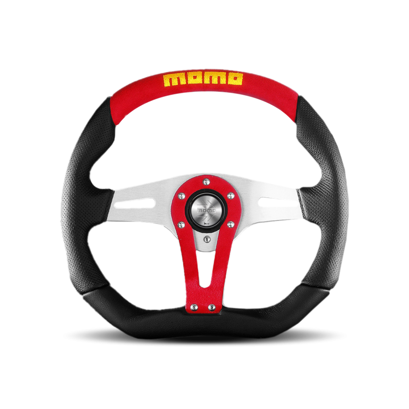 MOMO Trek Red Black Leather Red Suede 350mm Steering Wheel