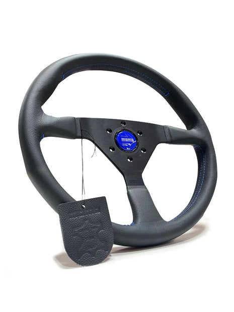 MOMO Montecarlo Black Leather With Blue Stitching 350mm Steering Wheel