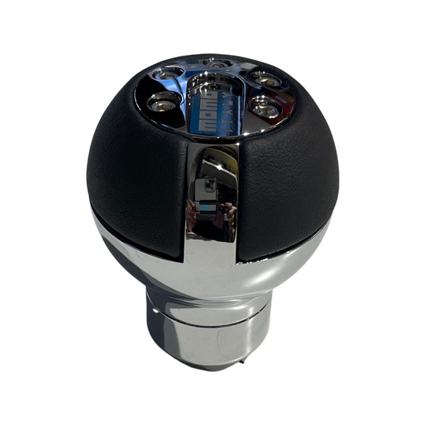 MOMO Gear Knob Race Evo Chrome Black Leather