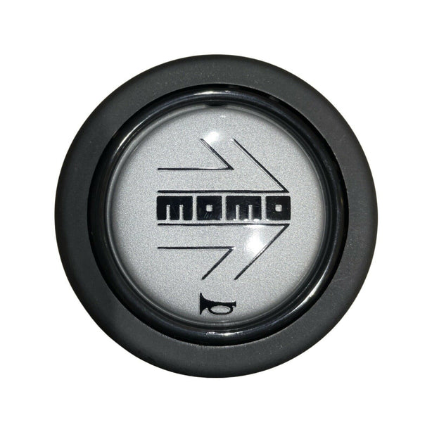 MOMO Black Arrow Over Silver Round Lip Horn Button