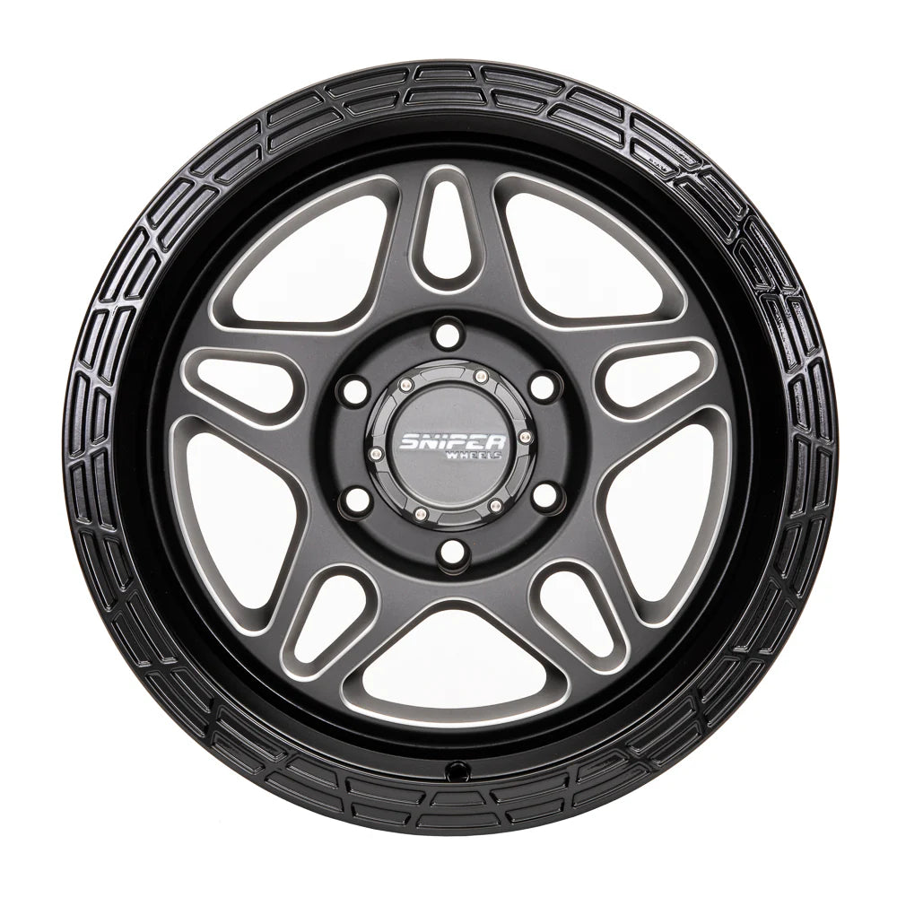 Sniper wheels Millrad Matt Gun Metallic / Gloss Black lip