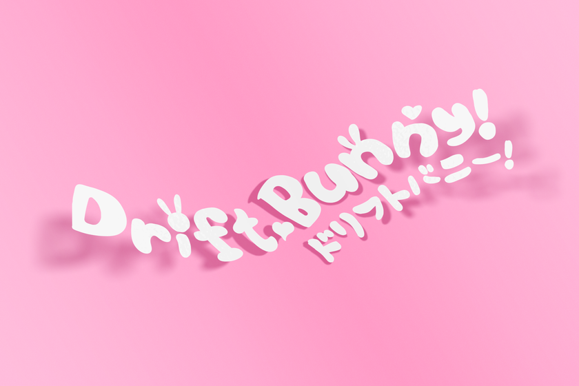 Drift Bunny! kawaii diecut sticker- white