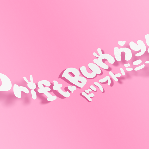 Drift Bunny! kawaii diecut sticker- white